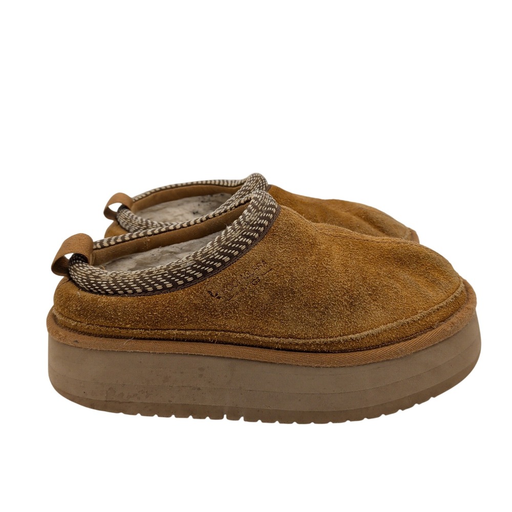 Koolaburra by UGG Burree Platform Suede Slippers Chestnut Brown Womens 5